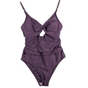 NWT Cupshe Swim Suit Women's Small Purple One Piece Ruched Adjustable Strap